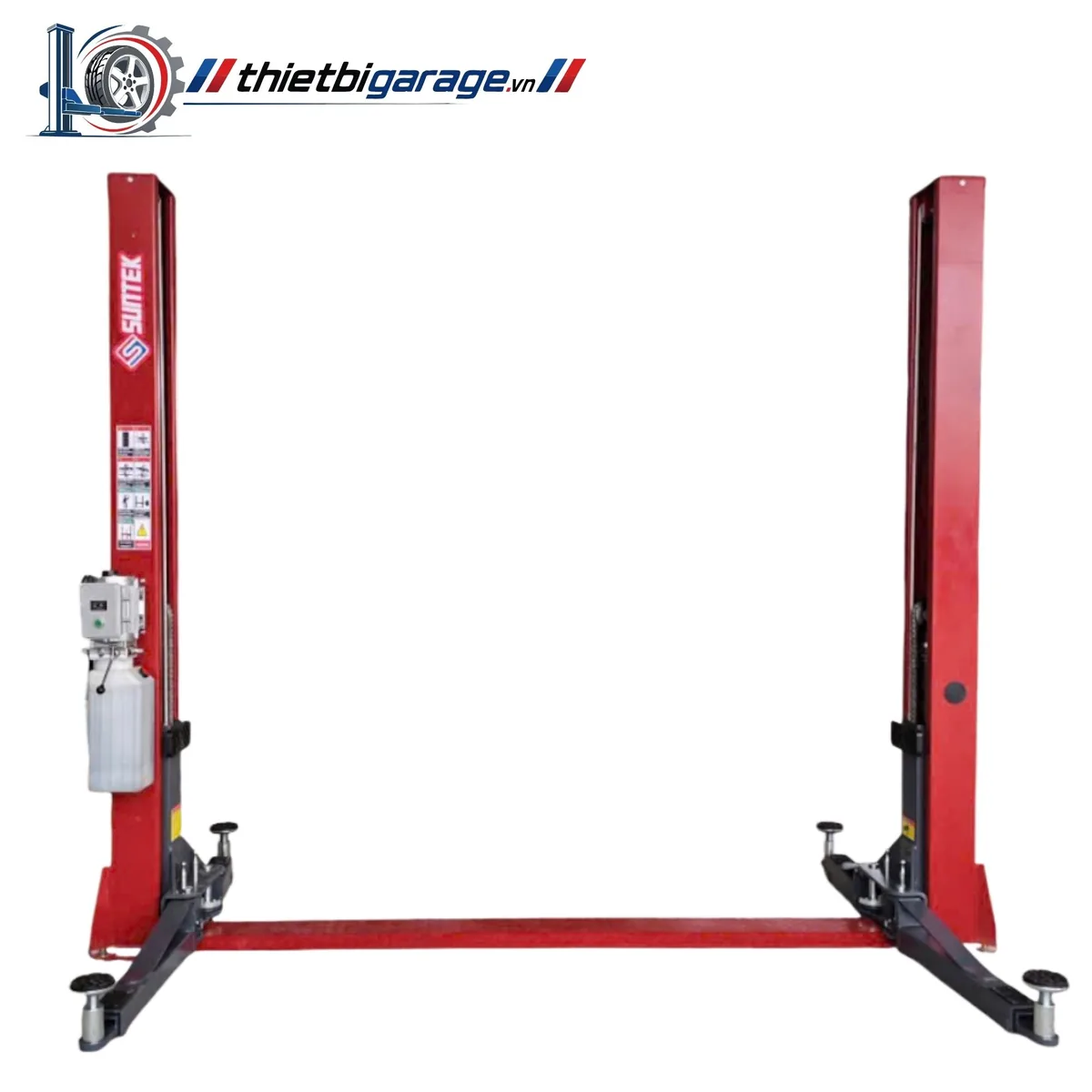 Cầu nâng ô tô 2 trụ cổng dưới Suntek 4000D, tải trọng 4000kg, nâng cao 1900mm, điện áp 220V/380V.