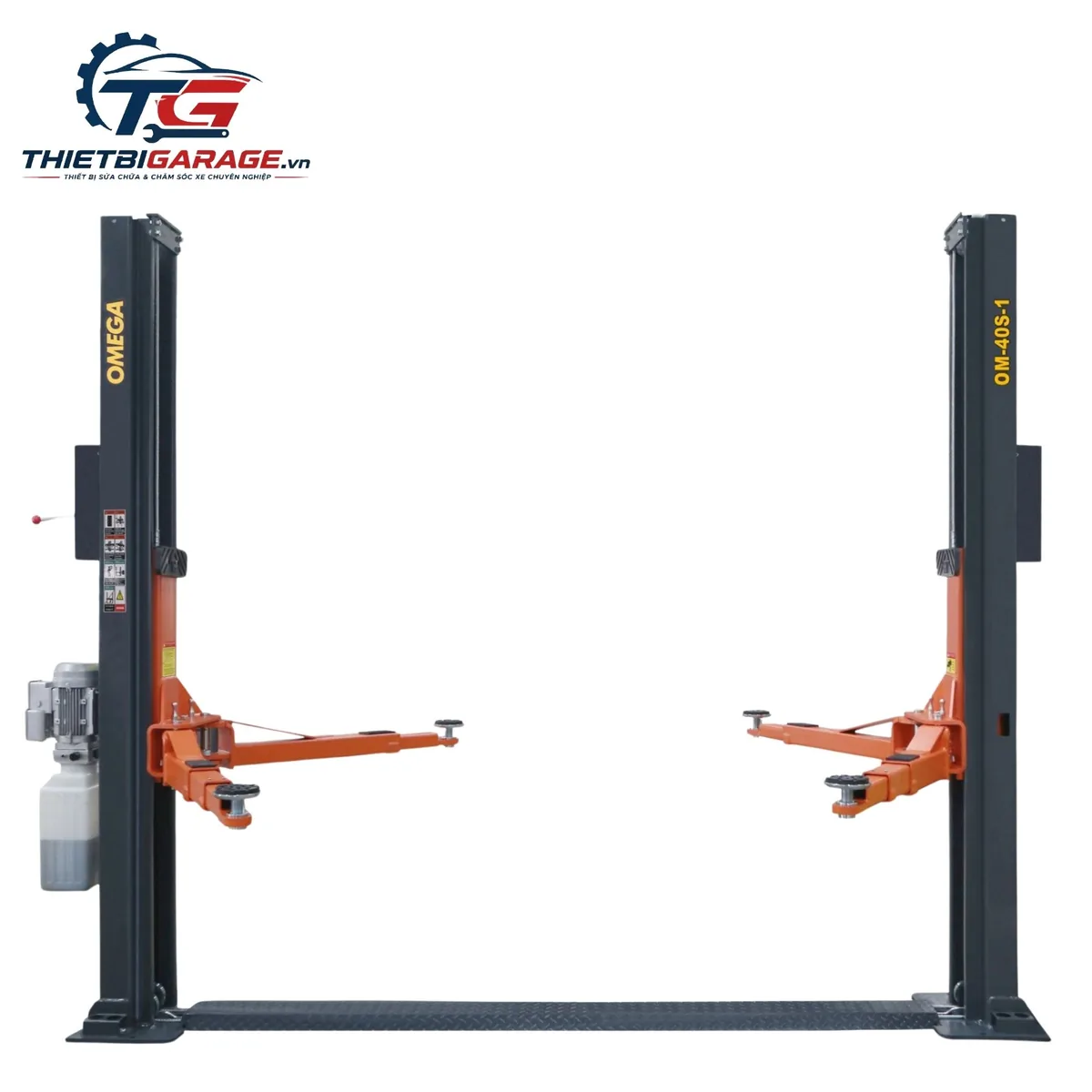 Cầu nâng ô tô 2 trụ cổng dưới Omega OM-40S-1 tải trọng 4000kg, nâng cao 1900mm.