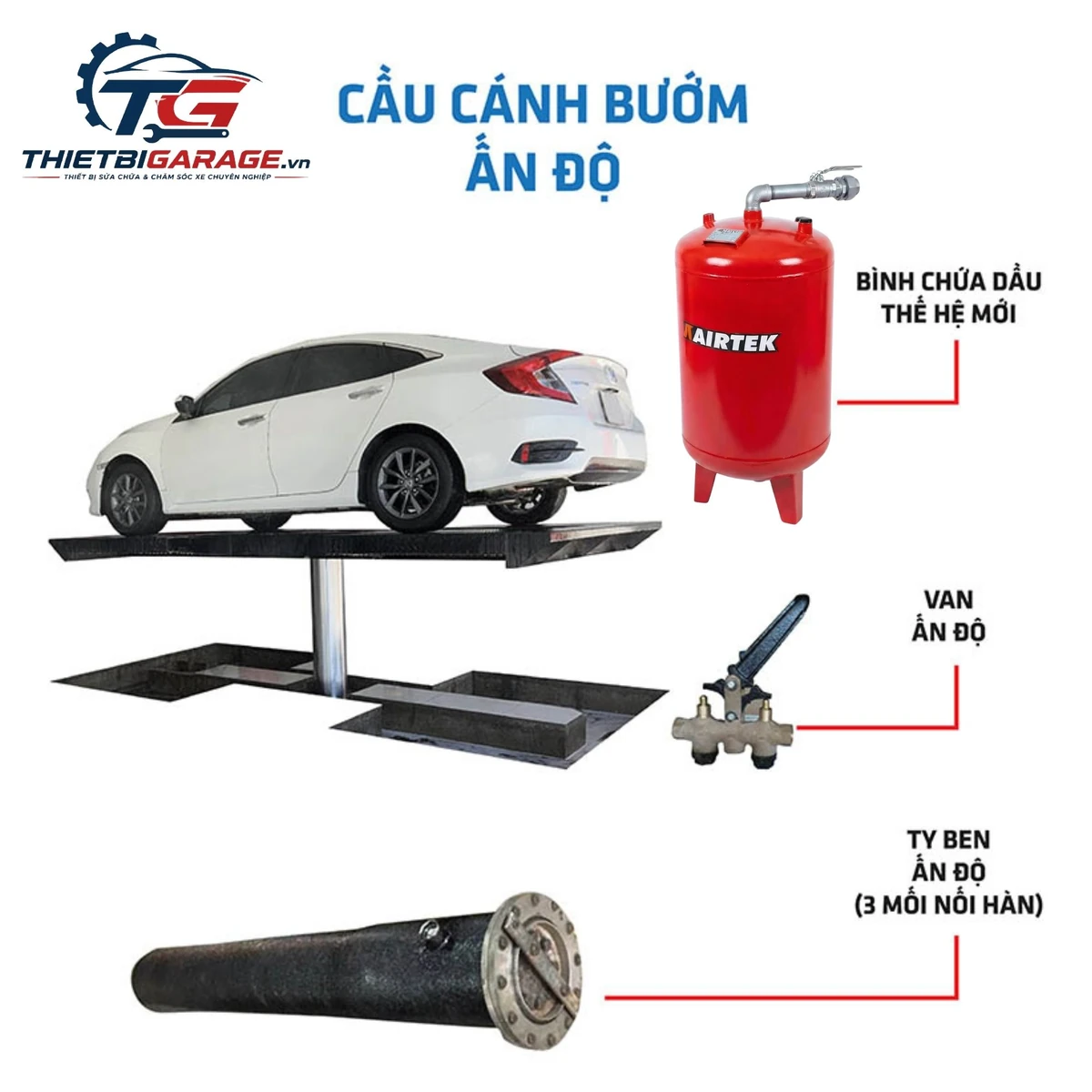 Cận cảnh mặt bàn cầu nâng 1 trụ AIRTEK-CB, kích thước 4500x2100x200mm, tôn gân 3.5mm.