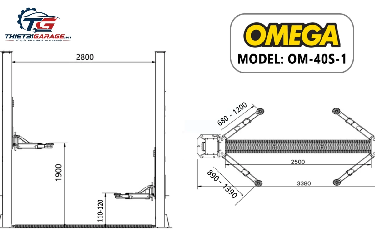 Động cơ cầu nâng Omega OM-40S-1 Động cơ vỏ nhôm tản nhiệt tốt của cầu nâng Omega OM-40S-1