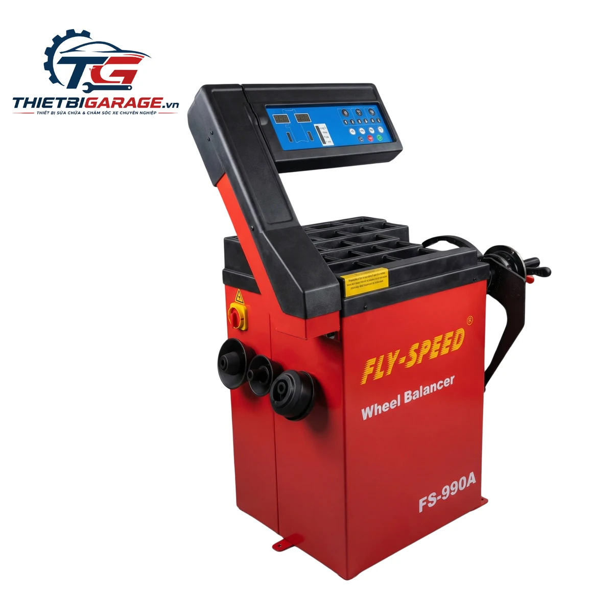 Máy cân bằng lốp Fly-Speed FS-990A, thông số kỹ thuật chi tiết, đường kính mâm 10-24 inch, chịu tải 70kg.