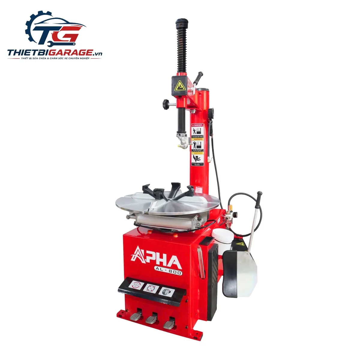 Máy tháo lốp ALPHA AL-800 màu đỏ, thiết bị sửa chữa ô tô chính hãng, giá rẻ.