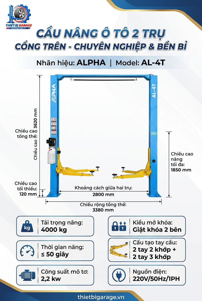 Bản vẽ kỹ thuật chi tiết cầu nâng ô tô Alpha AL-4T