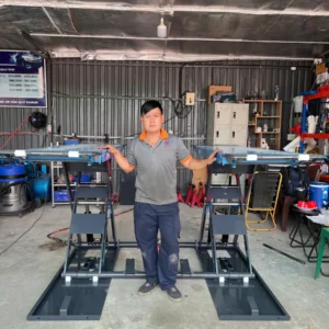 Bàn giao cầu nâng cắt kéo di động Alpha AL-4XD chính hãng Lộc Phát tại garage
