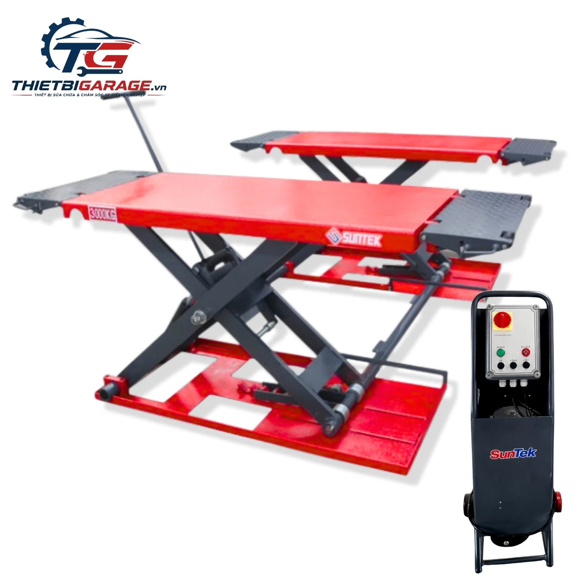Cầu nâng ô tô cắt kéo di động Suntek 3000DX tải trọng 3 tấn, thiết kế linh hoạt.
