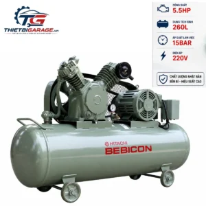 Máy nén khí Hitachi Bebicon 5.5HP 260L 15bar 220V chính hãng Lộc Phát, giá tốt nhất cho garage ô tô.
