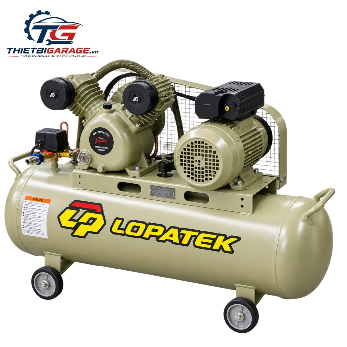 Máy nén khí Lopatek 3HP 200L AW20012-200 chính hãng, công suất mạnh mẽ cho garage chuyên nghiệp.