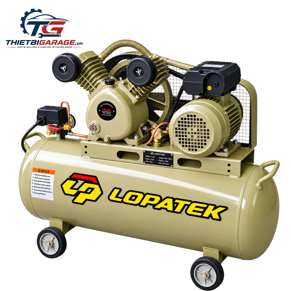 Máy nén khí LOPATEK AW60012 công suất 7.5 HP, dung tích bình 250L, công nghệ Đài Loan.