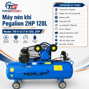 Máy nén khí Pegalion 2HP 120L 8 bar 220V model TM-V-0.17-8-120L