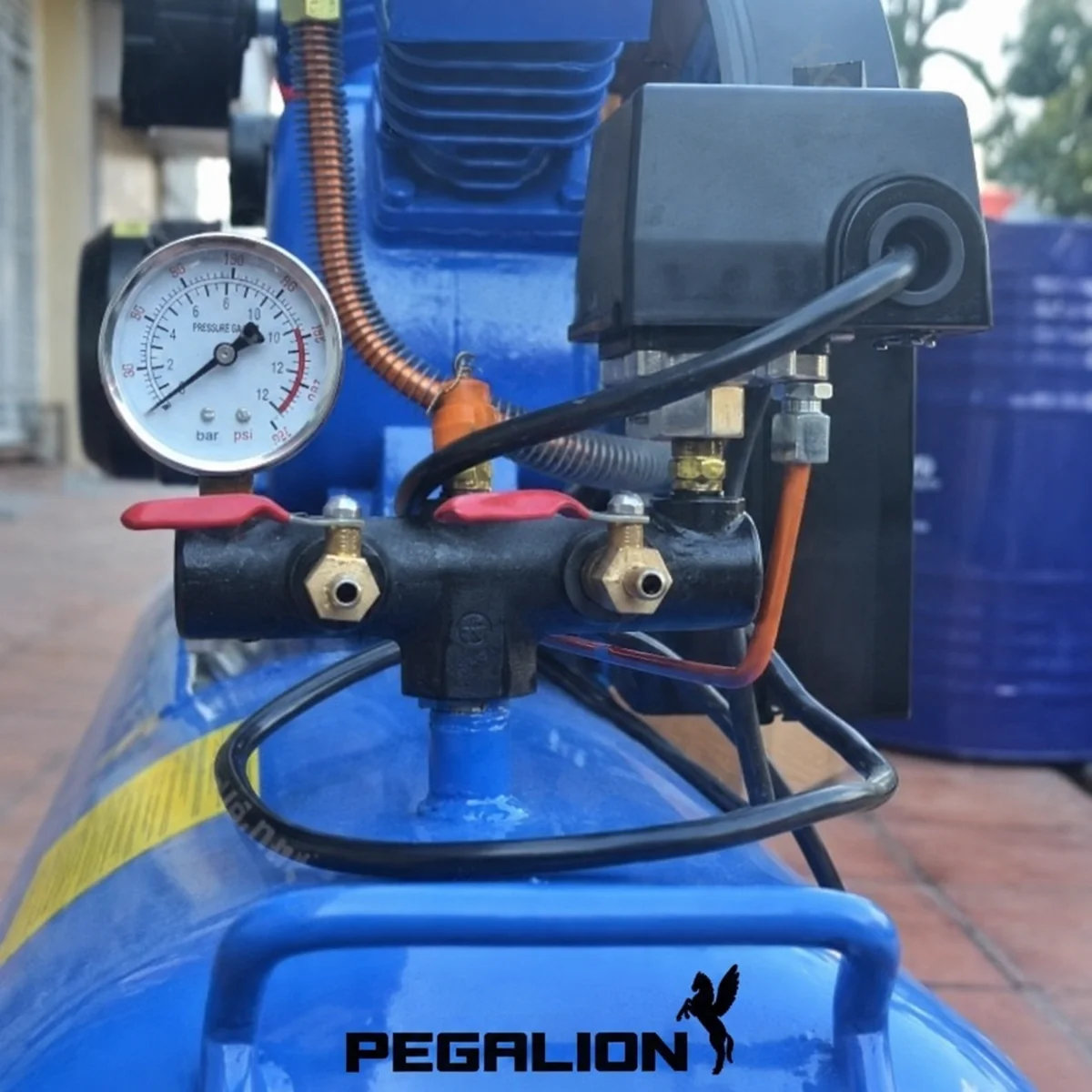 Đồng hồ áp suất và rơ-le máy nén khí Pegalion