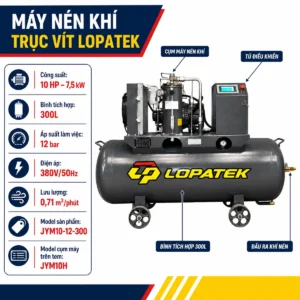 Thông số máy nén khí Lopatek 10HP 300L 12 bar 380V
