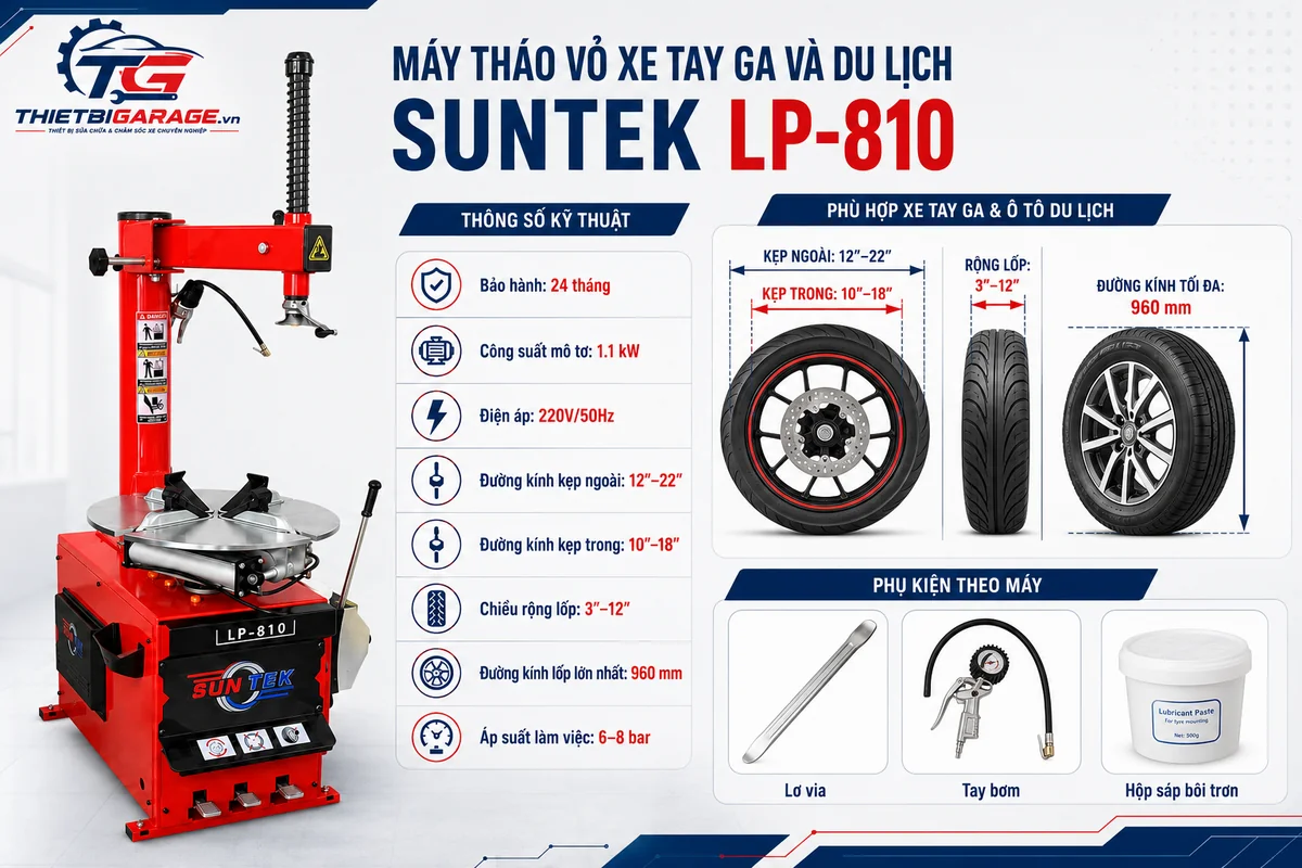 thông số máy tháo lốp Suntek LP-810