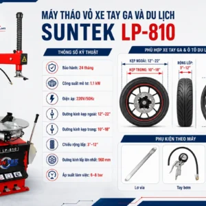 Phụ kiện cơ bản đi kèm máy tháo lốp Suntek LP-810 theo dữ liệu người dùng cung cấp