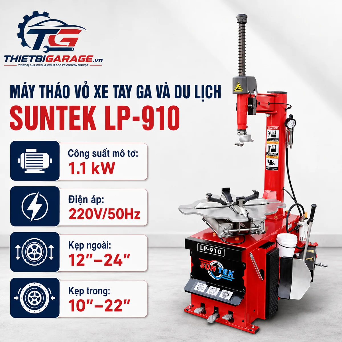 thông số máy tháo lốp Suntek LP-910