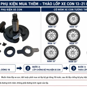Bộ phụ kiện mua thêm tháo lốp xe con 13–21 inch