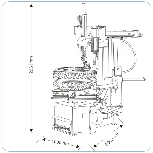 bản vẽ kích thước máy tháo vỏ fly speed fs-860l rh751 2250x2000x1000mm