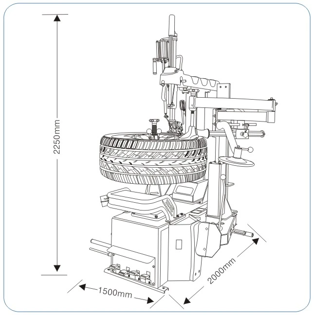 bản vẽ kích thước máy tháo vỏ fly speed fs-860li rh752a 2250x2000x1500mm
