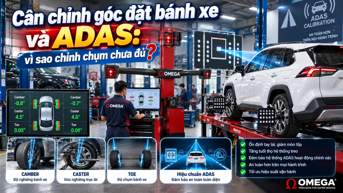 Quy trình cân chỉnh góc đặt bánh xe và ADAS kết hợp công nghệ 3D tại gara ô tô