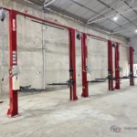 Dàn 4 cầu nâng ô tô 2 trụ giằng trên hiệu Suntek lắp đặt hoàn thiện đồng bộ tại xưởng dịch vụ