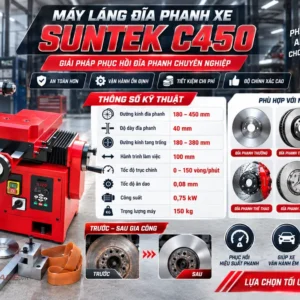 Cơ cấu dao tiện 2 mặt cắt đồng thời máy láng đĩa SunTek C450