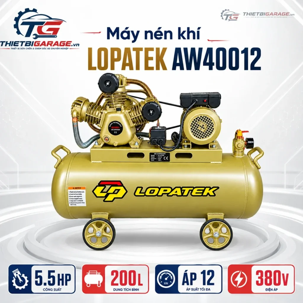 Bảng hướng dẫn chọn công suất máy nén khí 3HP - 7.5HP bình chứa 200L - 300L cấp khí cho cầu 1 trụ