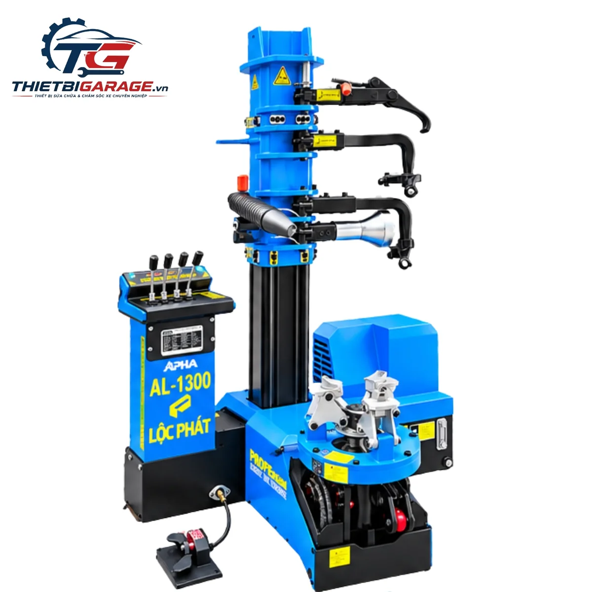 chấu kẹp thủy lực máy tháo lốp xe tải Alpha AL-1300 mâm 12-24.5 inch