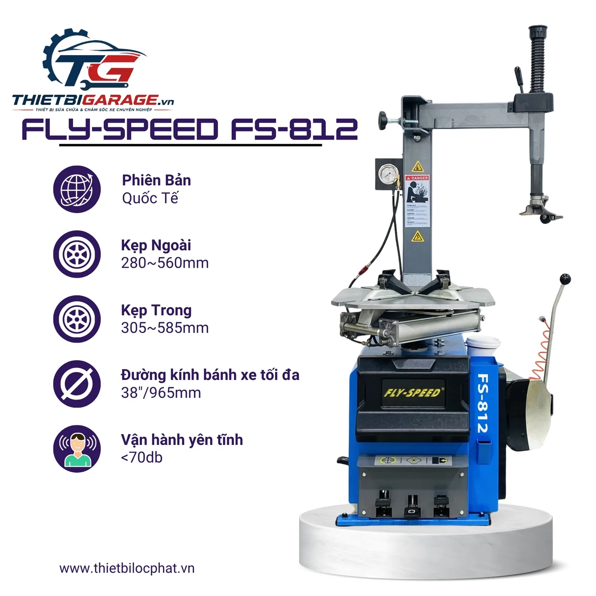 Tổng quan máy ra vào lốp Fly Speed FS-812 nhìn chính diện