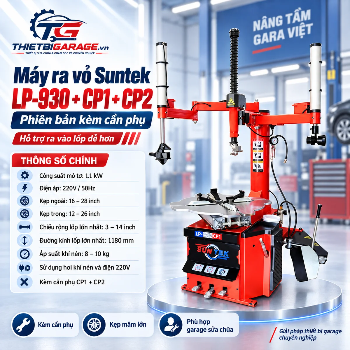 máy tháo lốp Suntek LP-930 có cần phụ CP1 CP2
