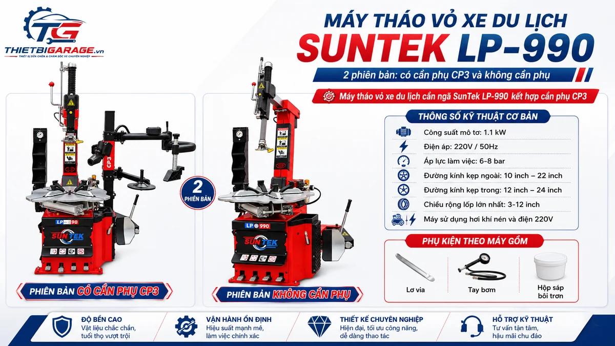 bảng thông số máy tháo lốp Suntek LP-990