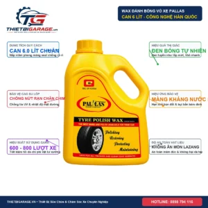 Bản vẽ đồ họa bóc tách công dụng wax bóng vỏ lốp xe Pallas 6L