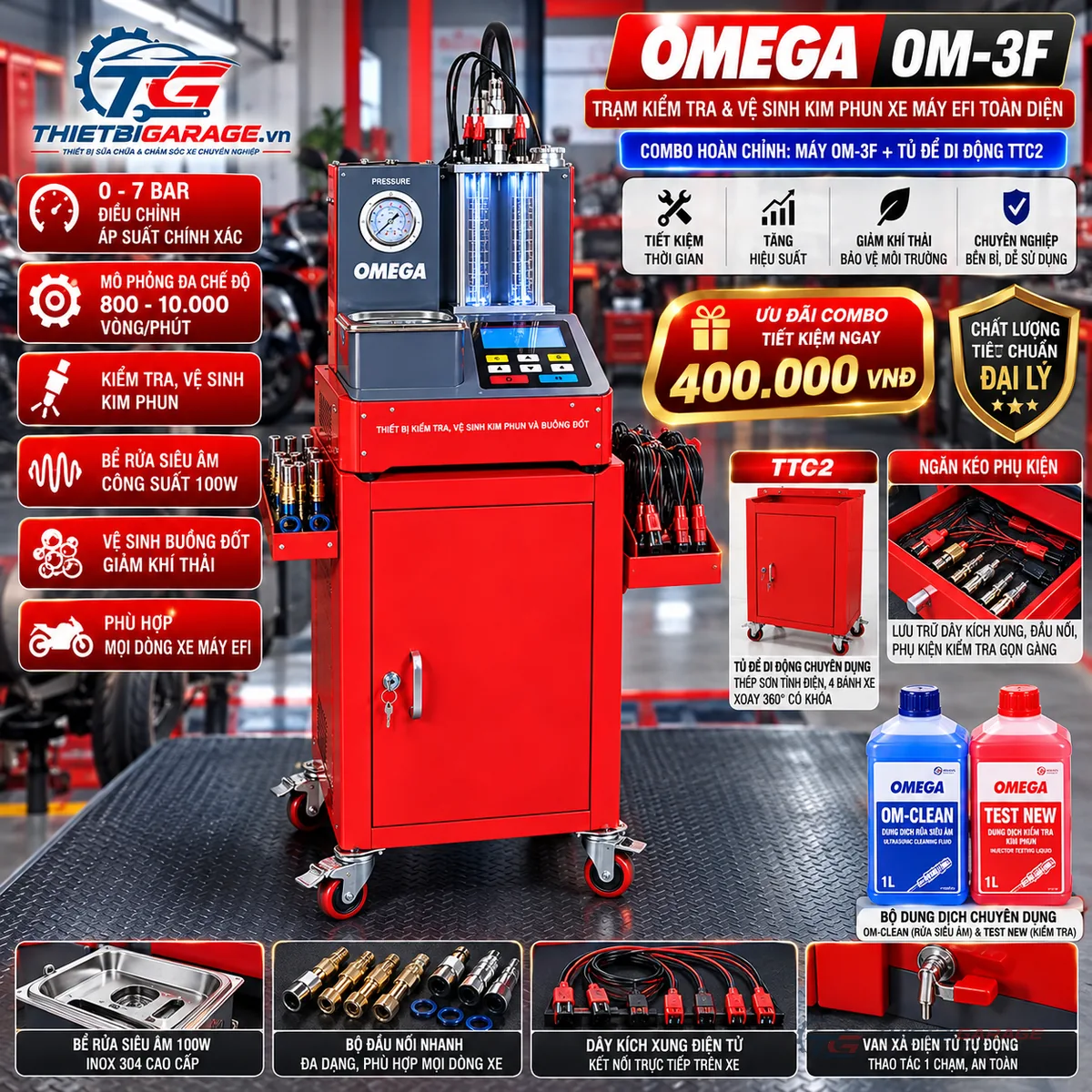 Máy Kiểm Tra & Vệ Sinh Kim Phun Buồng Đốt OMEGA OM-3F (HH0001890) bàn giao lắp đặt thực tế