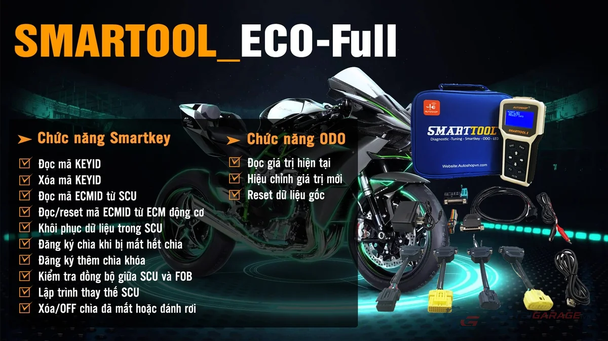 Bảng tính năng lập trình Smartkey và hiệu chỉnh ODO Smarttool ECO Full