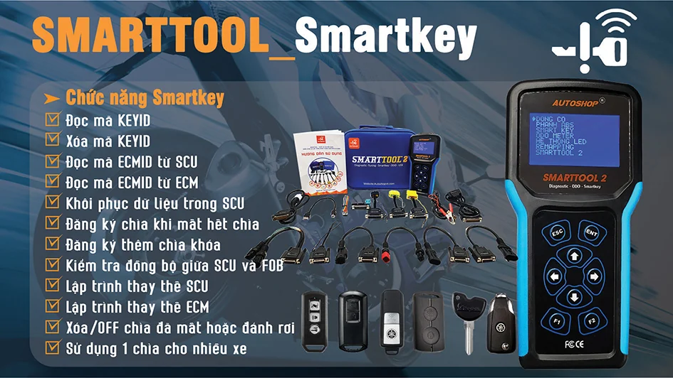 Sơ đồ chức năng lập trình khóa thông minh Smartkey SmartTool 2