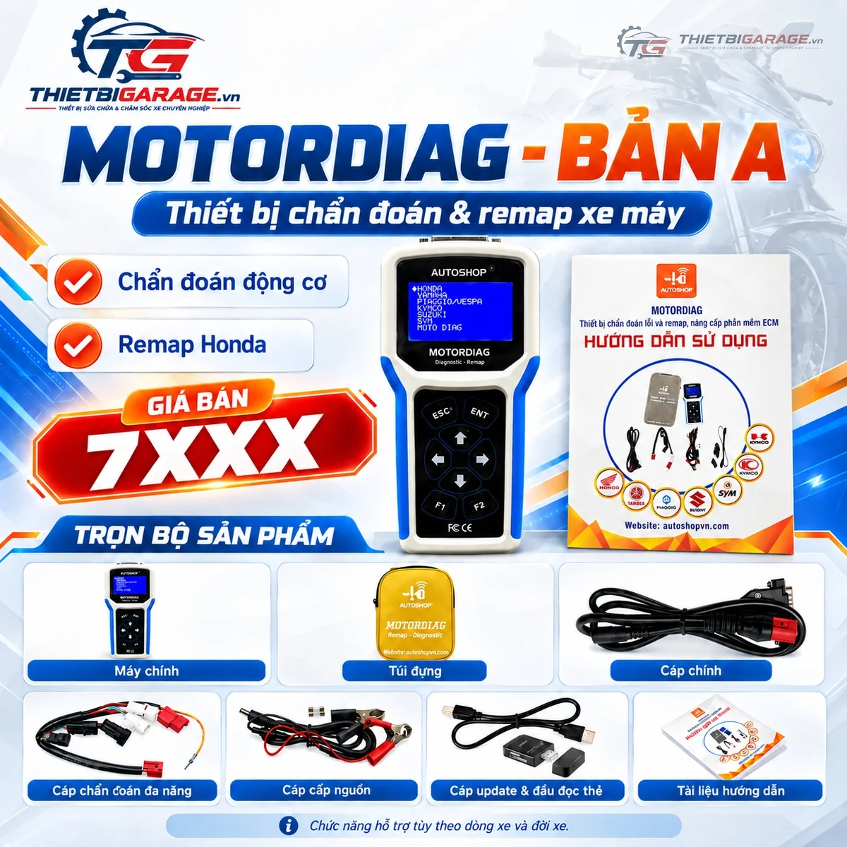 Thiết Bị Chuẩn Đoán Và Remap Xe Máy MOTORDIAG Bản A