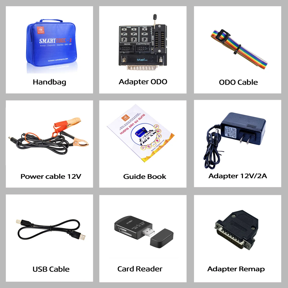 Phụ kiện adapter ODO Remap nguồn 12V và cáp USB máy SmartTool 2